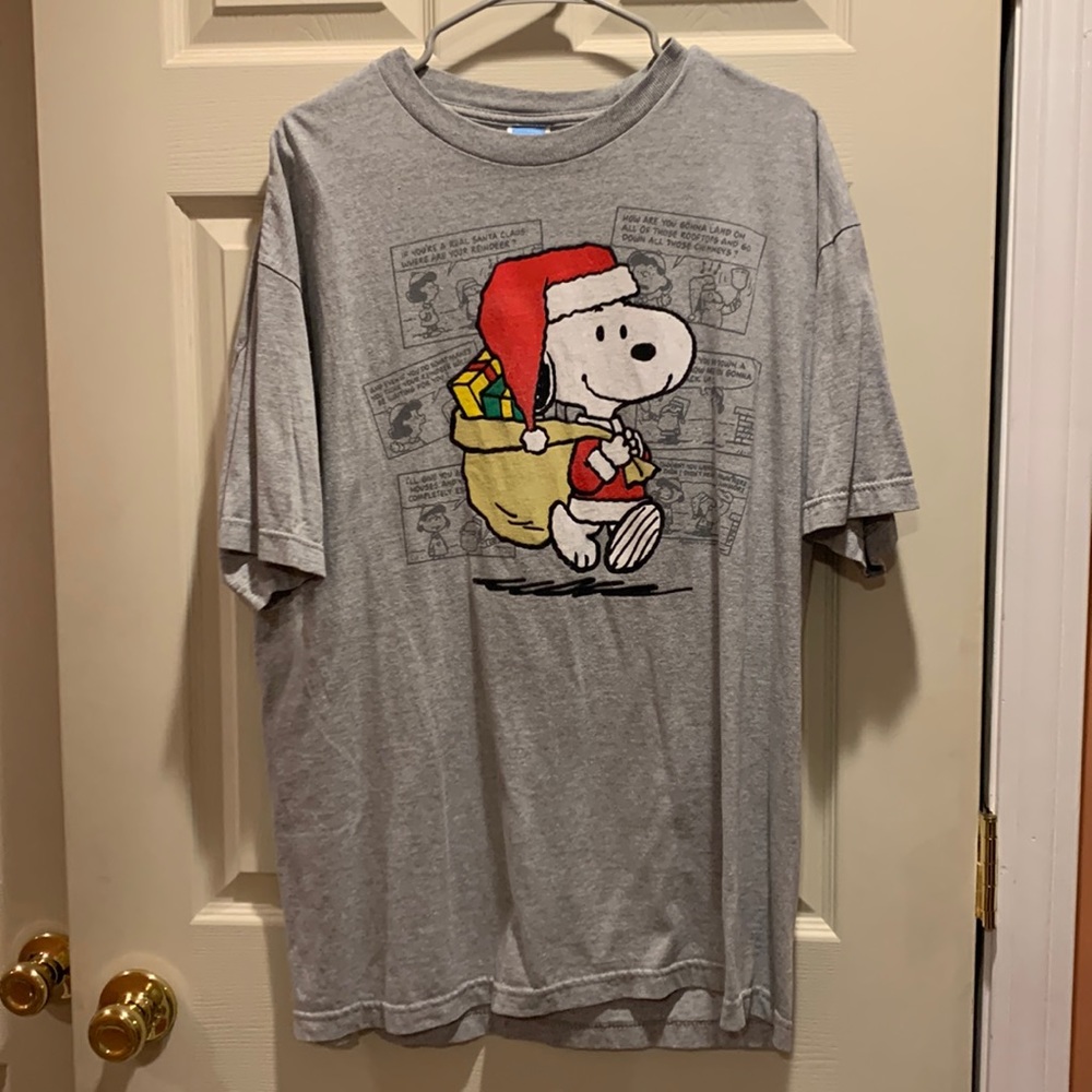 Vintage Men's XL Peanuts Charlie Brown Snoopy Holiday Shirt